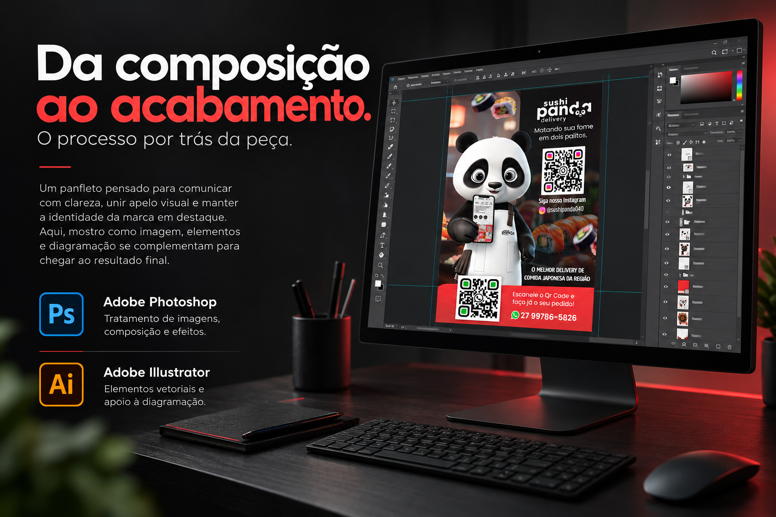 Design de Panfleto Promocional — Sushi Panda Delivery — imagem 4