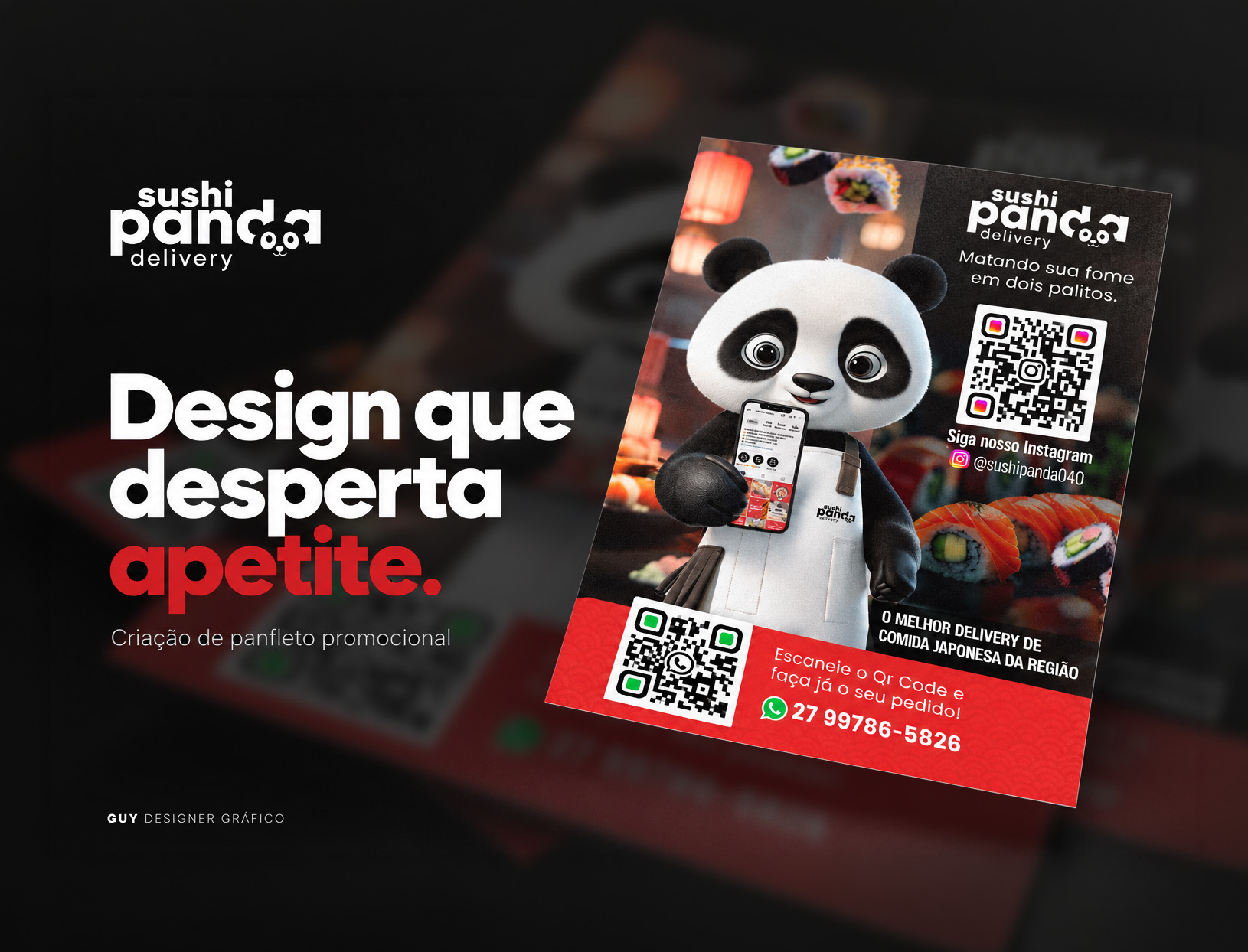 Design de Panfleto Promocional — Sushi Panda Delivery
