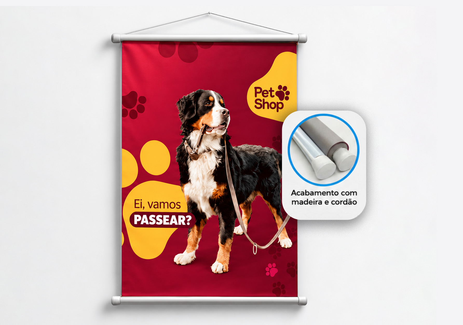 anner personalizado de sushi com acabamento em bastão e cordão
